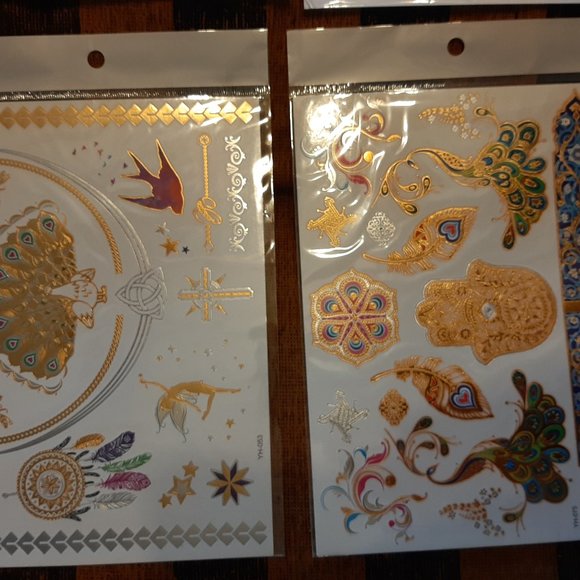 3 sheets Golden Silver Temporary Tattoo - Picture 5 of 15